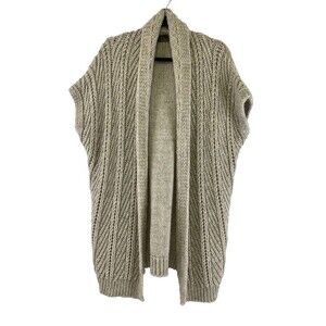 Elsamanda Italy Alpaca Wool Blend Cardigan Open Short Sleeves Chunky Knit Small